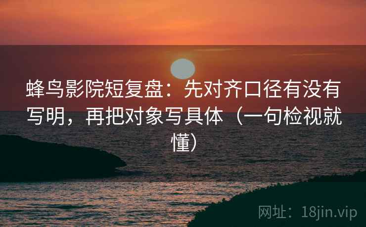 蜂鸟影院短复盘：先对齐口径有没有写明，再把对象写具体（一句检视就懂）